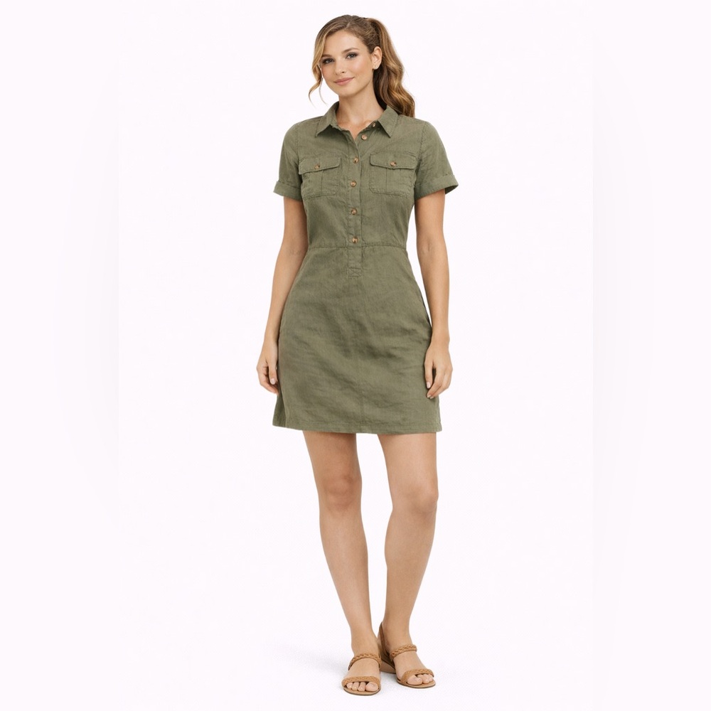 Womens J. Crew Olive Green Shirt Dress